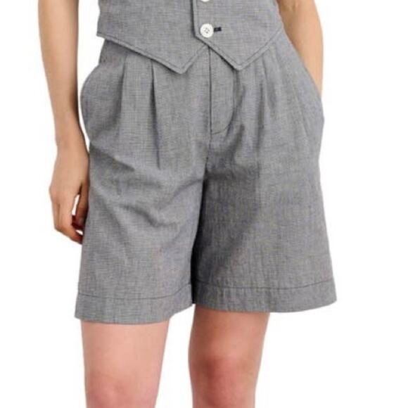 Alex Mill Womens Mini Houndstooth Check Linen Cotton Blend Shorts Size 4